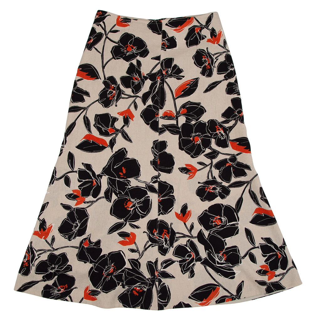 TOMORROWLAND BALLSEY JAPAN. Beige Floral Printed Flare Skirt
