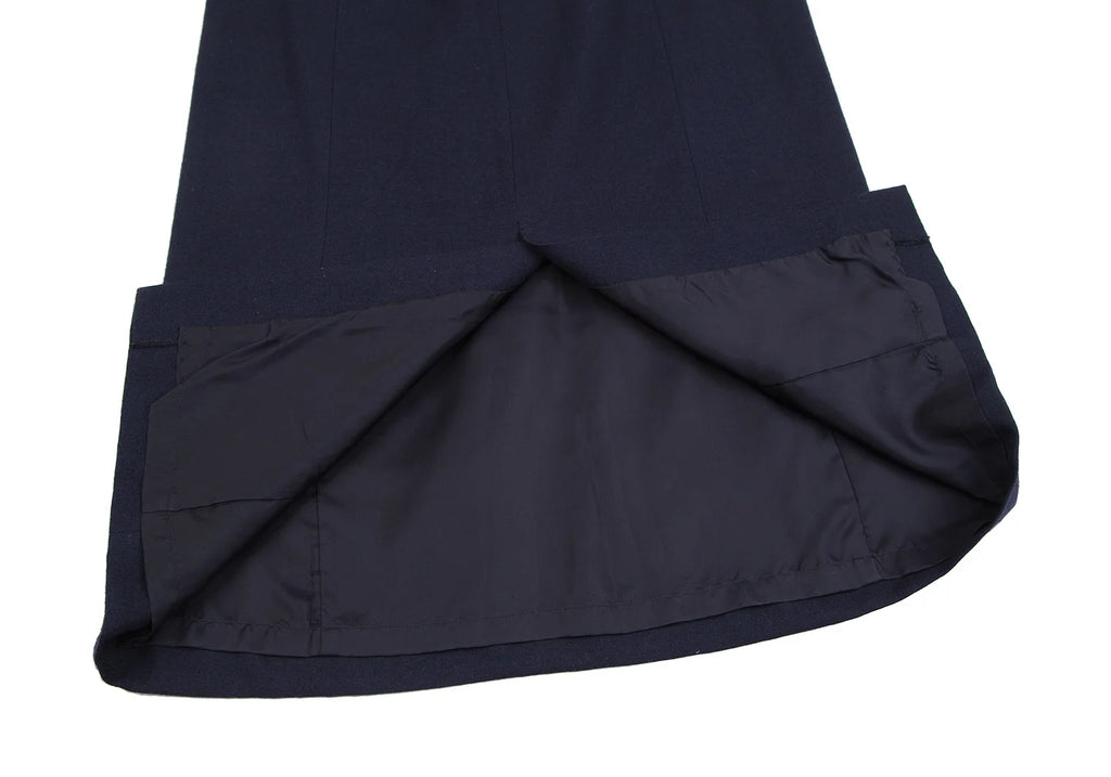 COMME des GARCONS JAPAN. TRICOT. Navy Wool Trapezoid Skirt