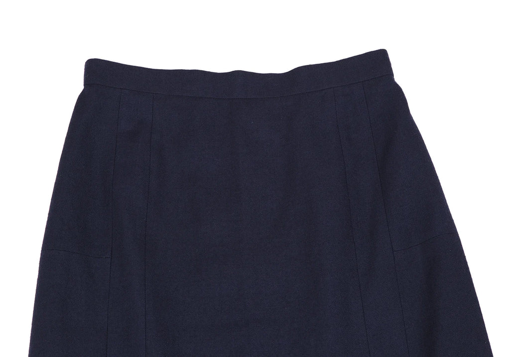 COMME des GARCONS JAPAN. TRICOT. Navy Wool Trapezoid Skirt