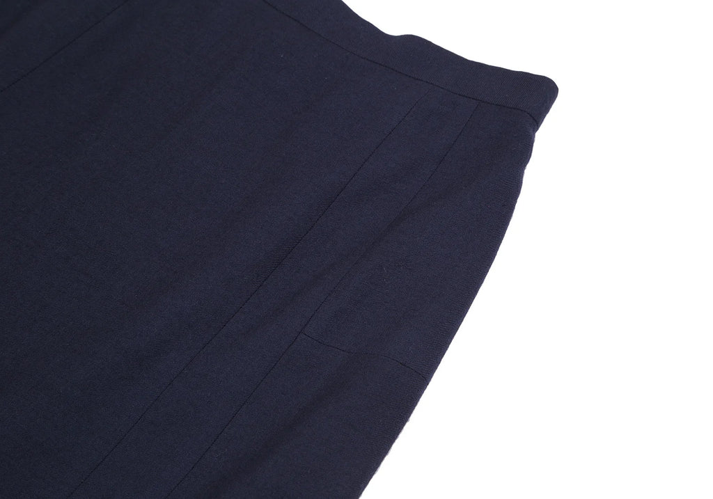 COMME des GARCONS JAPAN. TRICOT. Navy Wool Trapezoid Skirt