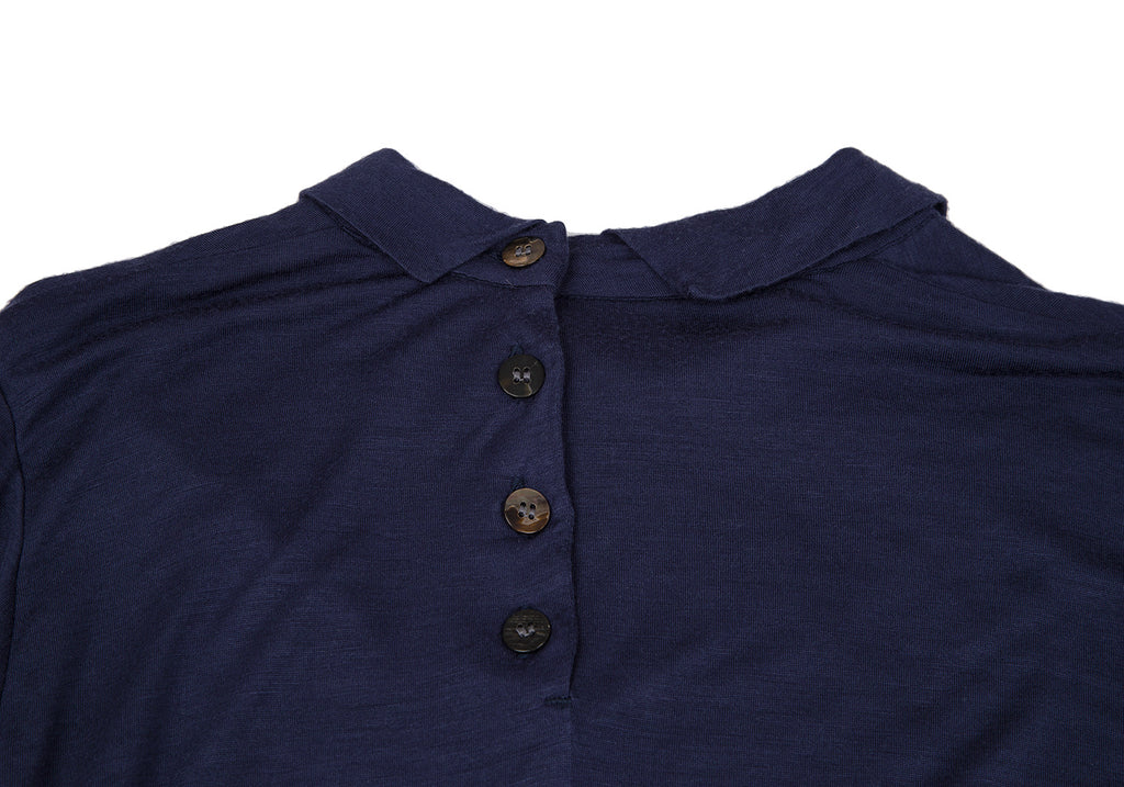 YOHJI YAMAMOTO JAPAN Y's for living Navy Rayon Silk Collared Shirt/Top