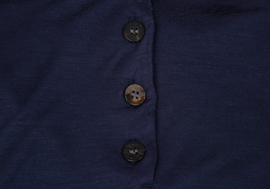 YOHJI YAMAMOTO JAPAN Y's for living Navy Rayon Silk Collared Shirt/Top