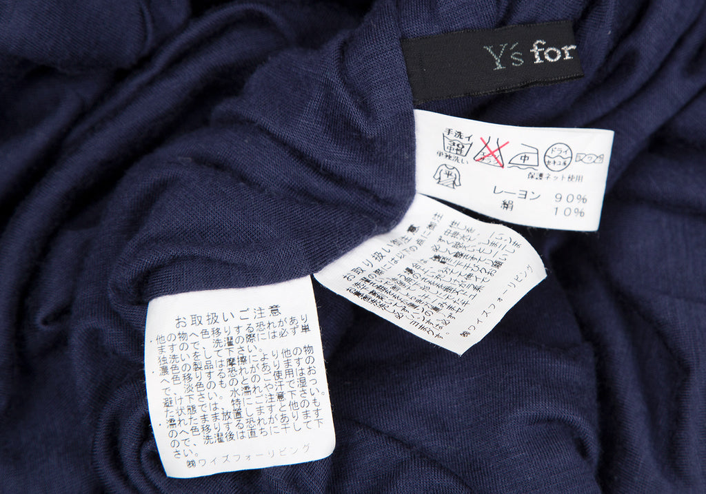 YOHJI YAMAMOTO JAPAN Y's for living Navy Rayon Silk Collared Shirt/Top