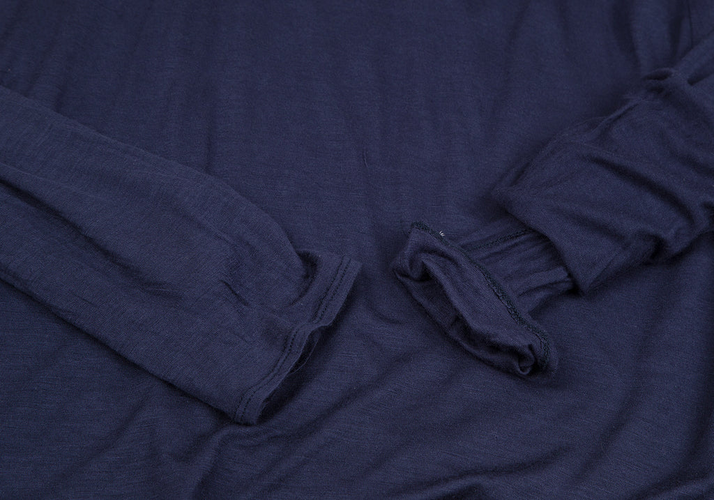 YOHJI YAMAMOTO JAPAN Y's for living Navy Rayon Silk Collared Shirt/Top