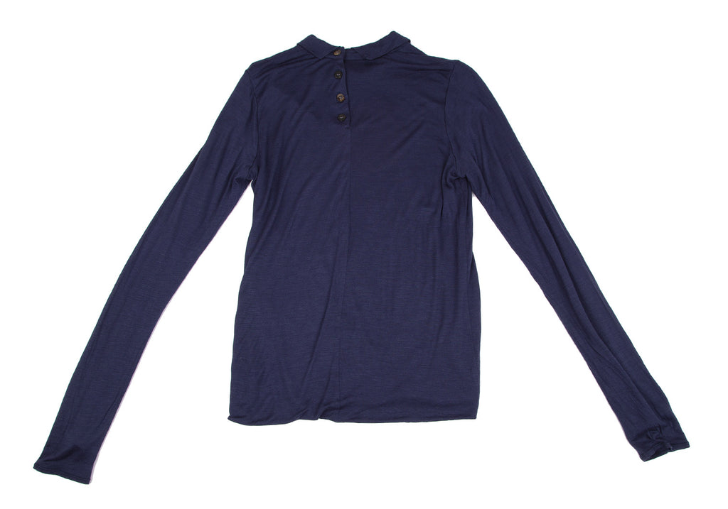 YOHJI YAMAMOTO JAPAN Y's for living Navy Rayon Silk Collared Shirt/Top