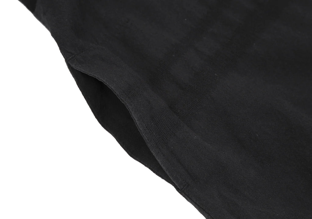 YOHJI YAMAMOTO JAPAN. Y's for living Black Cotton Stripe Woven Short Sleeve Keyhole Back Accent Dress