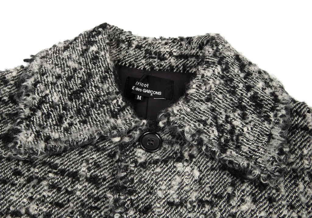 COMME des GARCONS JAPAN. TRICOT. Nep Melange Black, White Tweed Coat