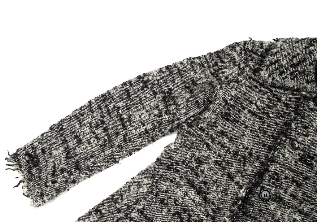 COMME des GARCONS JAPAN. TRICOT. Nep Melange Black, White Tweed Coat