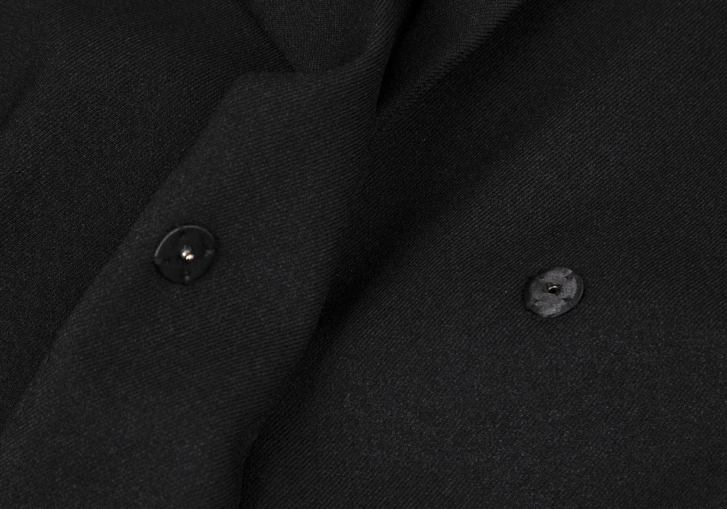 SHIPS JAPAN. Black Collarless Belted Wrap Poly Coat