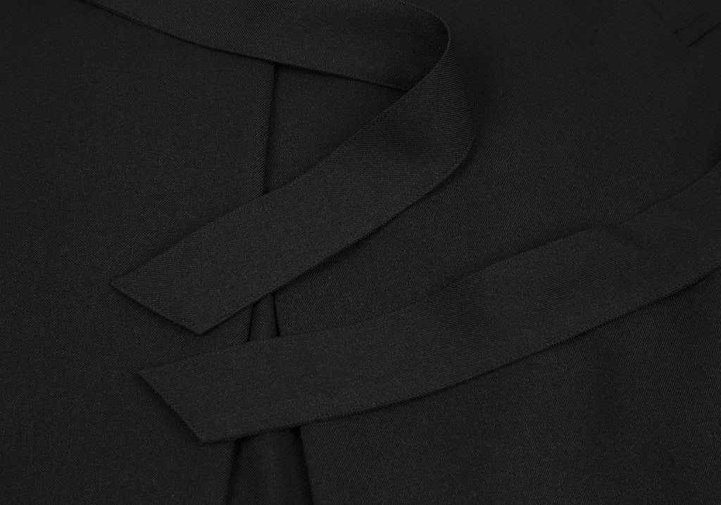 SHIPS JAPAN. Black Collarless Belted Wrap Poly Coat