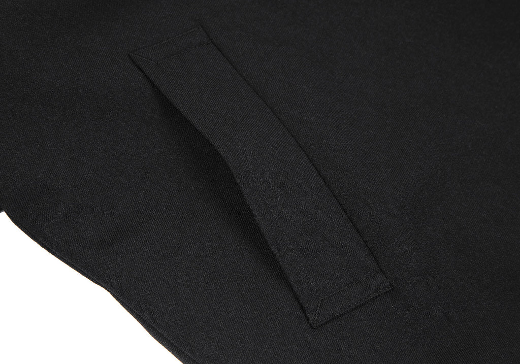 SHIPS JAPAN. Black Collarless Belted Wrap Poly Coat