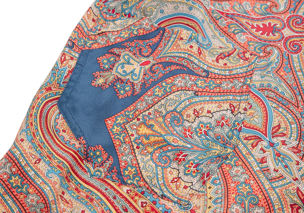 COMME des GARCONS JAPAN. Paisley Printed Silk Shirt Dress Multi-Color