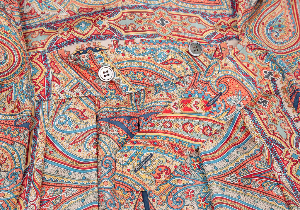 COMME des GARCONS JAPAN. Paisley Printed Silk Shirt Dress Multi-Color