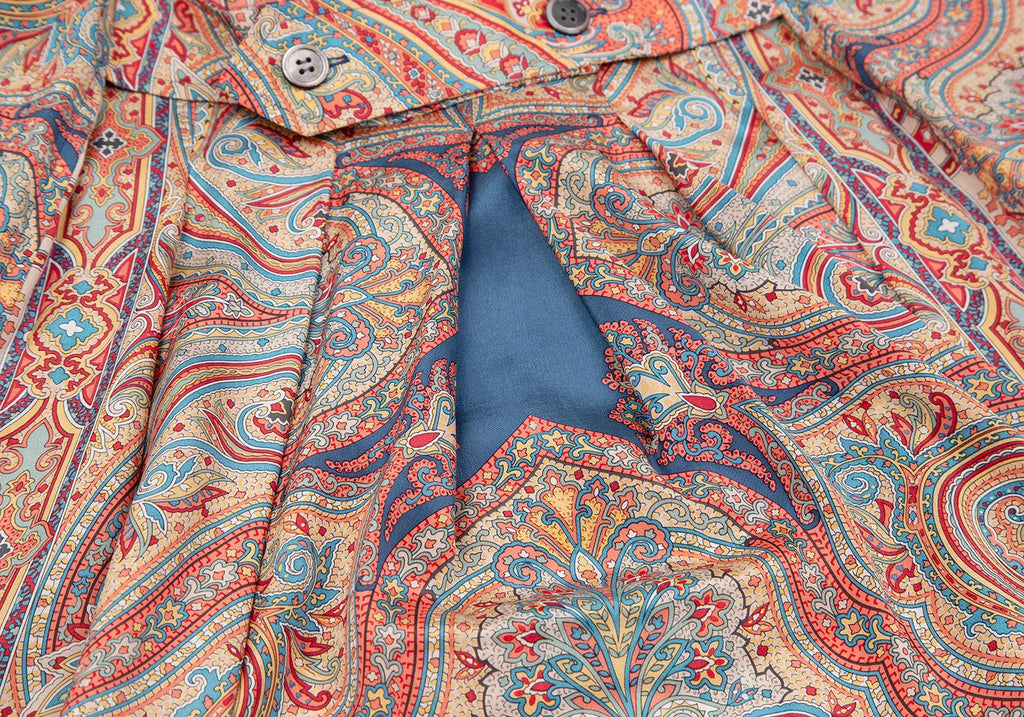 COMME des GARCONS JAPAN. Paisley Printed Silk Shirt Dress Multi-Color