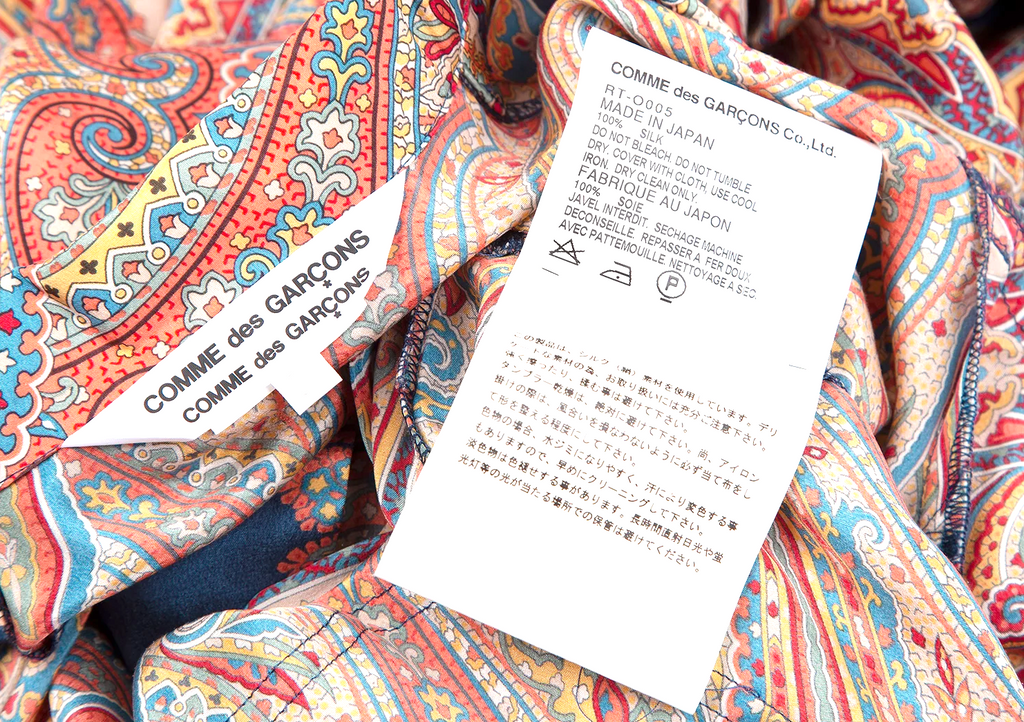 COMME des GARCONS JAPAN. Paisley Printed Silk Shirt Dress Multi-Color