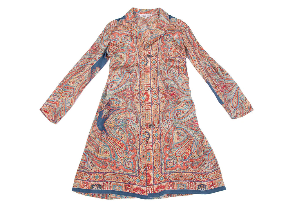 COMME des GARCONS JAPAN. Paisley Printed Silk Shirt Dress Multi-Color