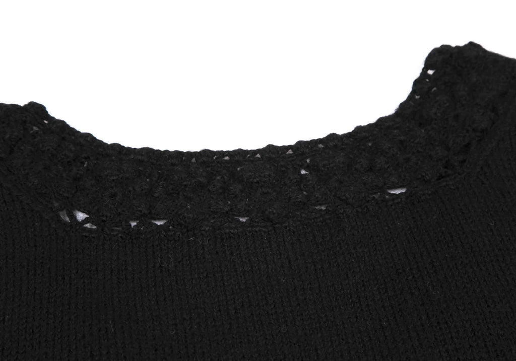 TOMORROWLAND MACPHEE JAPAN. Black Hand Knit Sleeveless Shirt