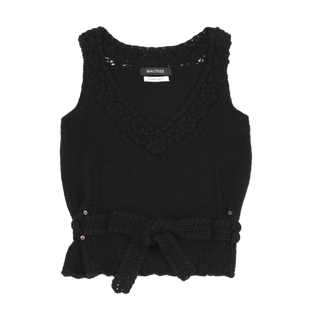 TOMORROWLAND MACPHEE JAPAN. Black Hand Knit Sleeveless Shirt