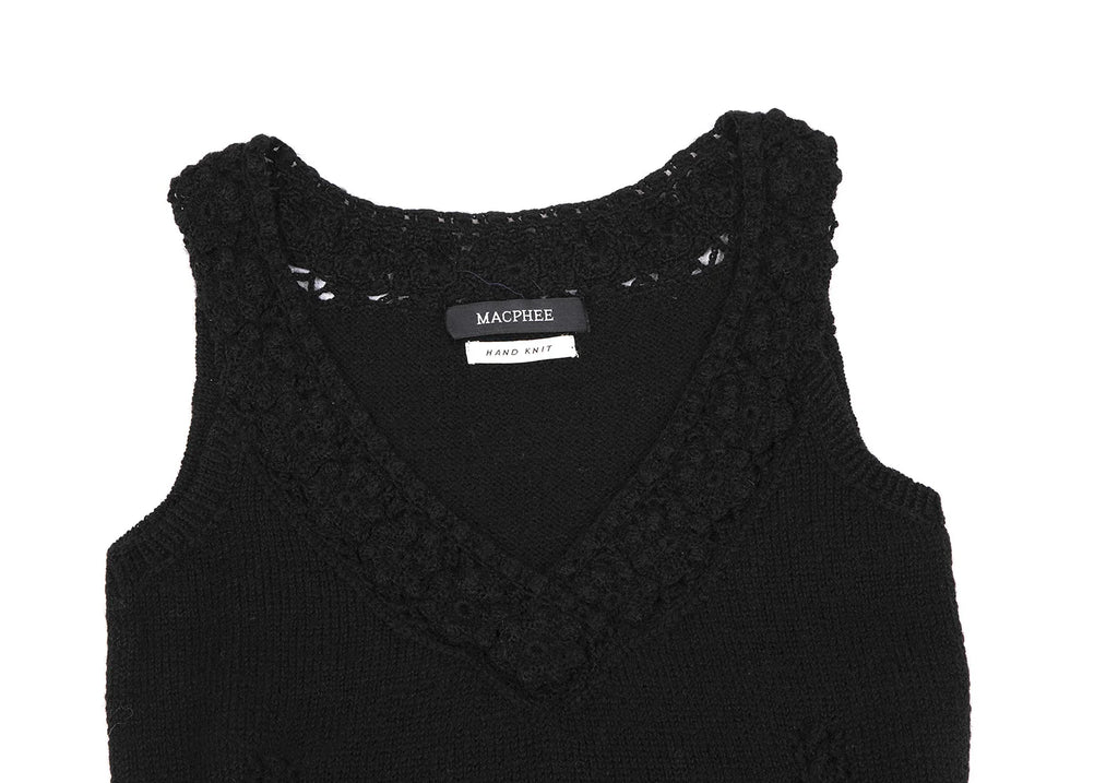 TOMORROWLAND MACPHEE JAPAN. Black Hand Knit Sleeveless Shirt