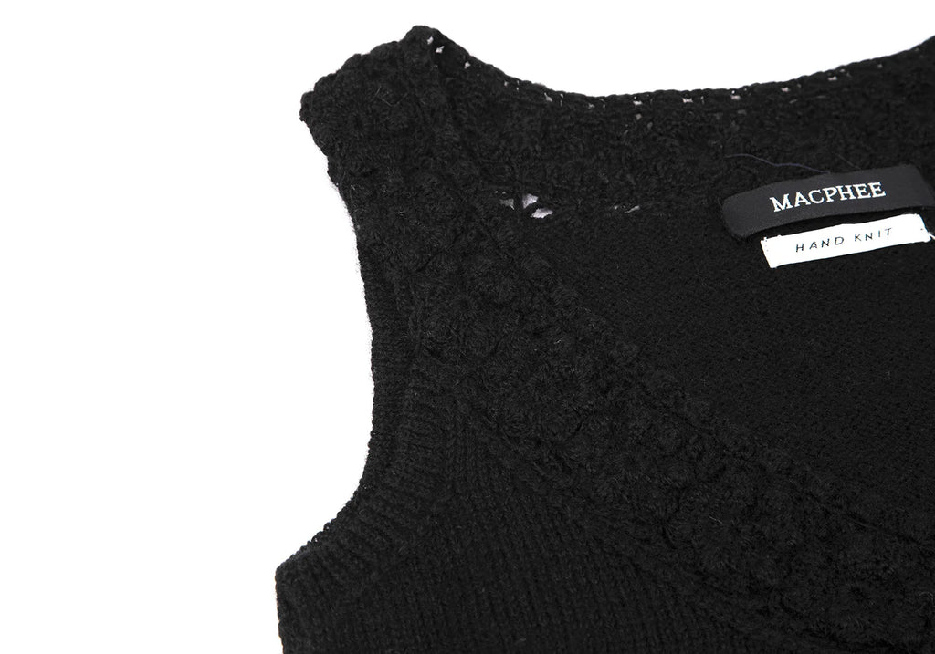 TOMORROWLAND MACPHEE JAPAN. Black Hand Knit Sleeveless Shirt