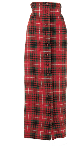 Comme des Garcons Japan. Tricot. 100% Cotton Red,Green Checker Plaid Front  Button Skirt