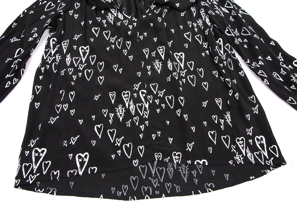 DIESEL (Glenn Martens) Black Printed Ribbon Pull over Blouse