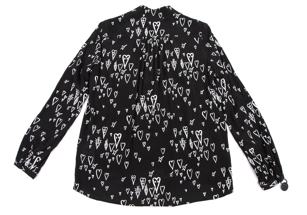 DIESEL (Glenn Martens) Black Printed Ribbon Pull over Blouse