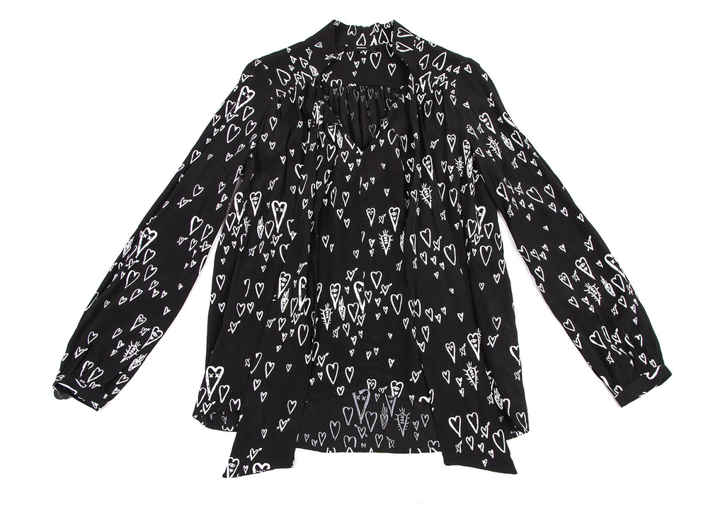 DIESEL (Glenn Martens) Black Printed Ribbon Pull over Blouse