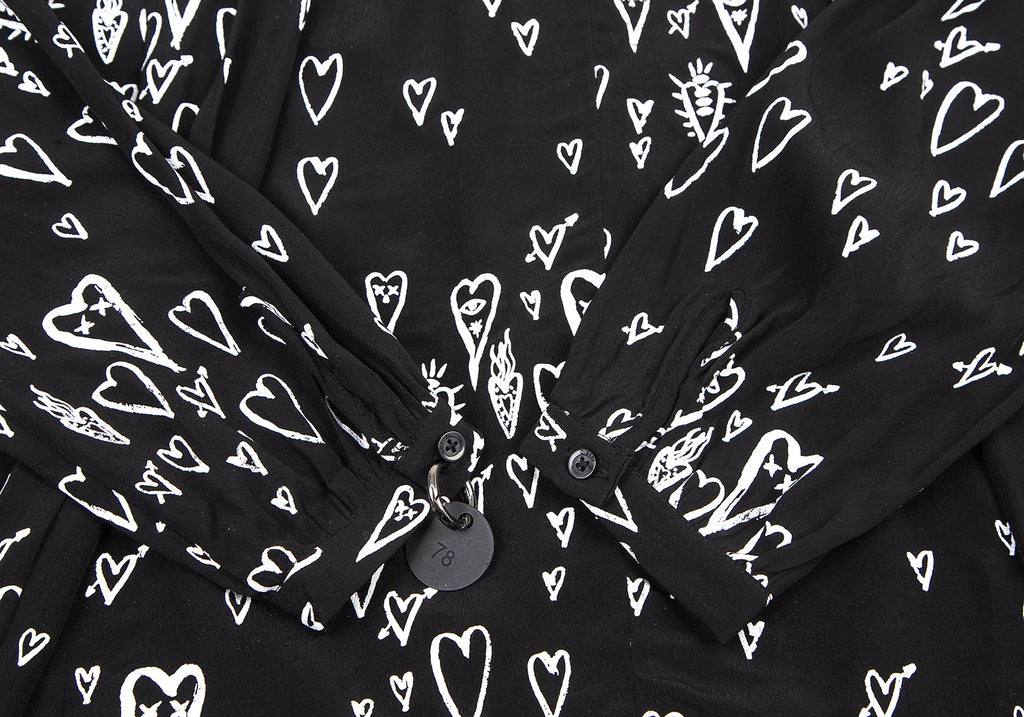 DIESEL (Glenn Martens) Black Printed Ribbon Pull over Blouse