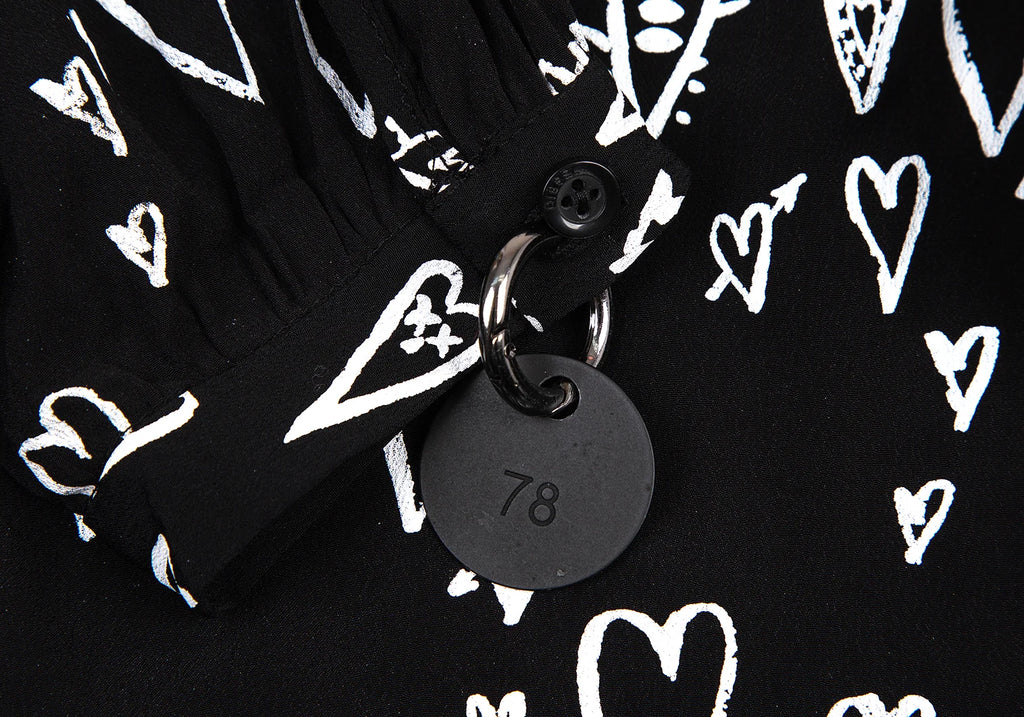 DIESEL (Glenn Martens) Black Printed Ribbon Pull over Blouse