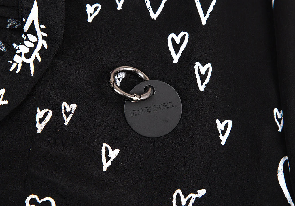 DIESEL (Glenn Martens) Black Printed Ribbon Pull over Blouse