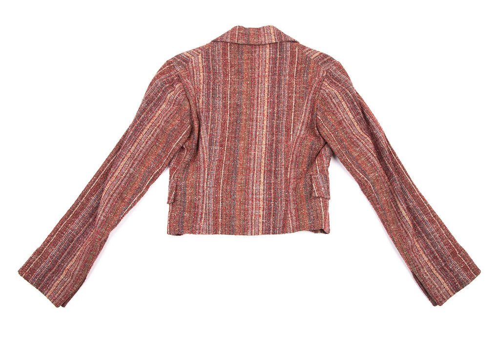 CHRISTOPHE LEMAIRE PARIS. Brown Wool/Silk Striped Woven Jacket