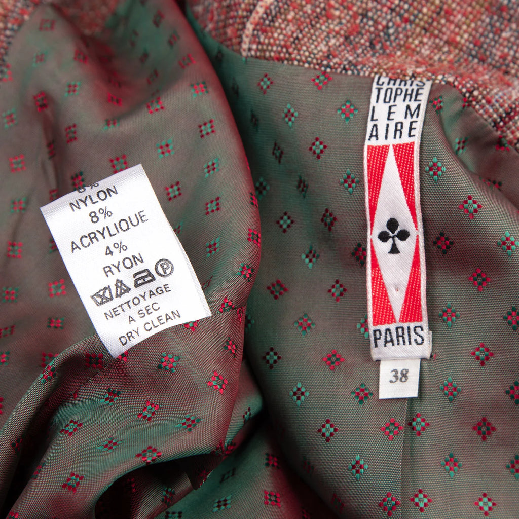 CHRISTOPHE LEMAIRE PARIS. Brown Wool/Silk Striped Woven Jacket