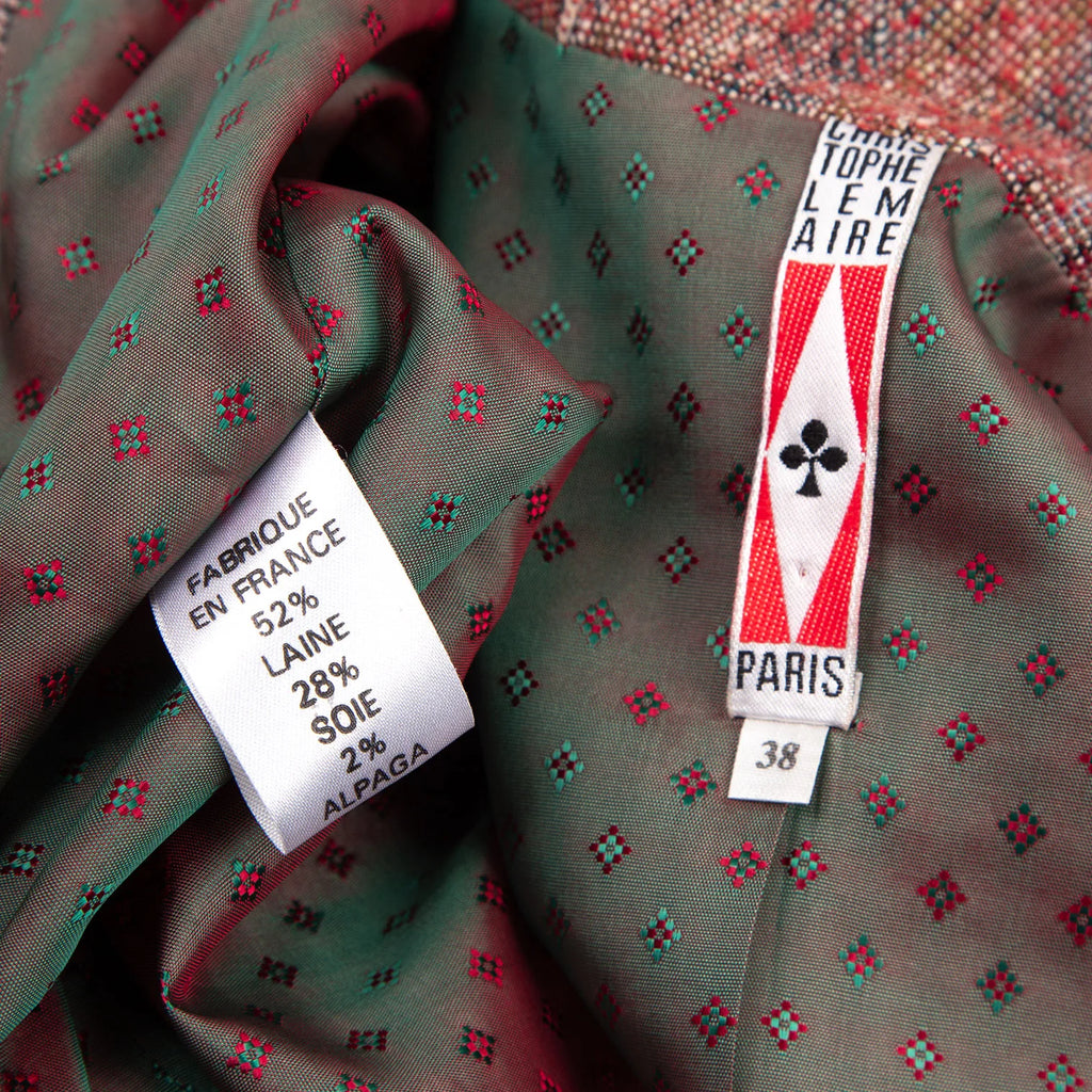 CHRISTOPHE LEMAIRE PARIS. Brown Wool/Silk Striped Woven Jacket