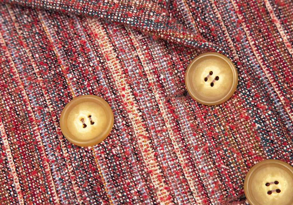 CHRISTOPHE LEMAIRE PARIS. Brown Wool/Silk Striped Woven Jacket