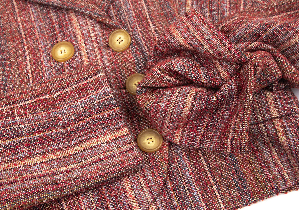 CHRISTOPHE LEMAIRE PARIS. Brown Wool/Silk Striped Woven Jacket