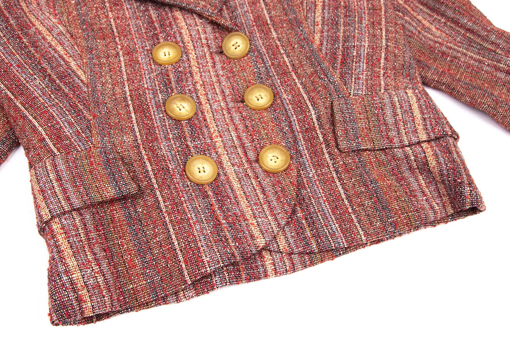 CHRISTOPHE LEMAIRE PARIS. Brown Wool/Silk Striped Woven Jacket