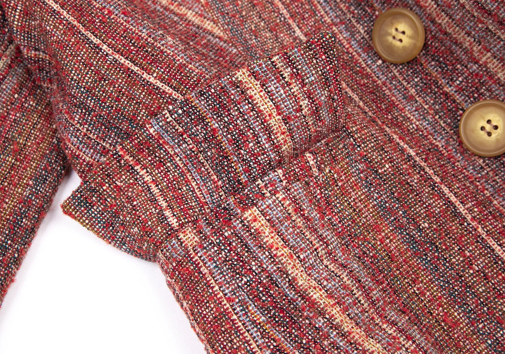 CHRISTOPHE LEMAIRE PARIS. Brown Wool/Silk Striped Woven Jacket