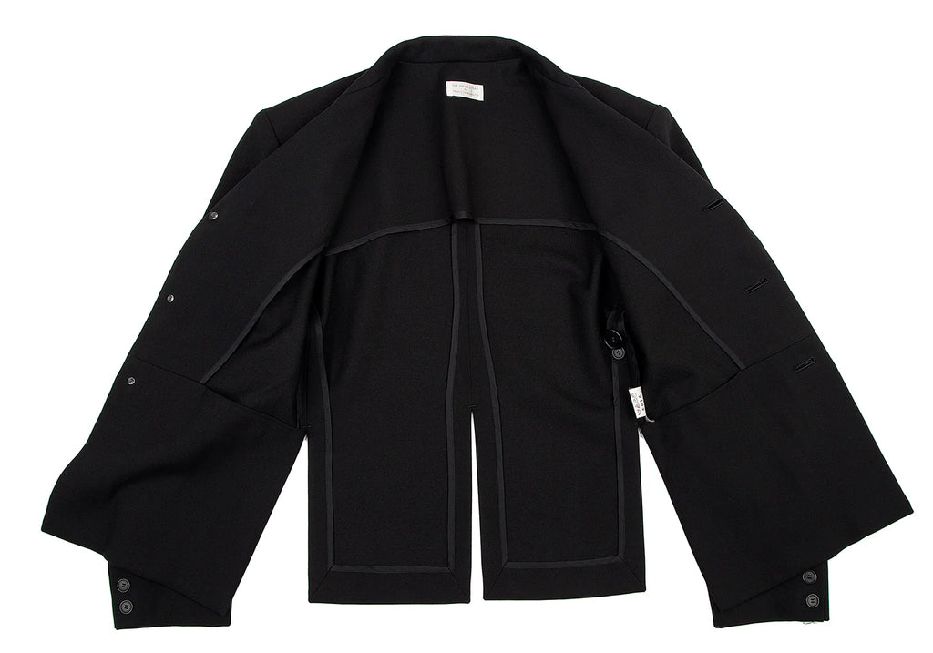 Yohji Yamamoto Japan. THE GINZA STORY COLLECTION. Black Wool Slit Design Jacket