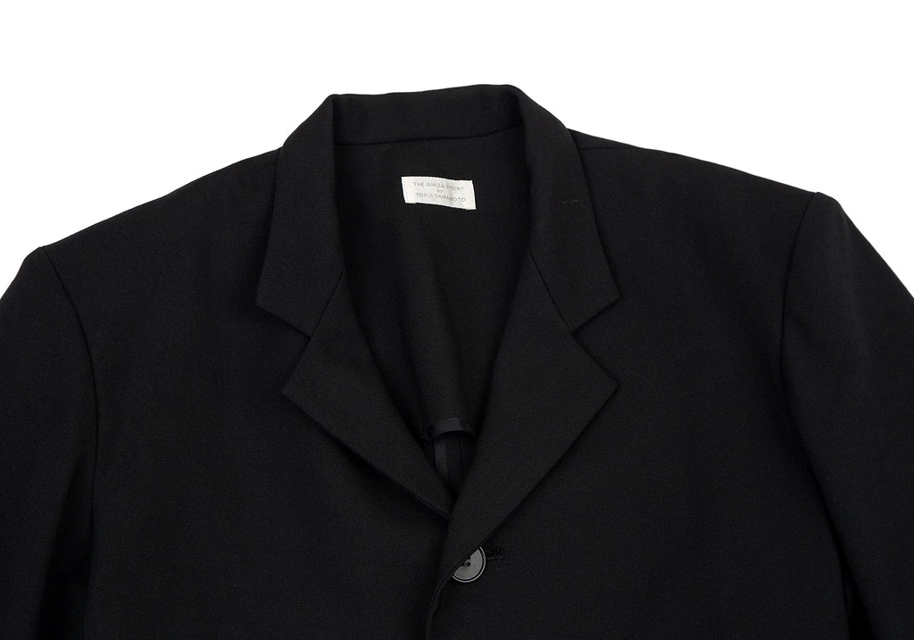 Yohji Yamamoto Japan. THE GINZA STORY COLLECTION. Black Wool Slit Design Jacket