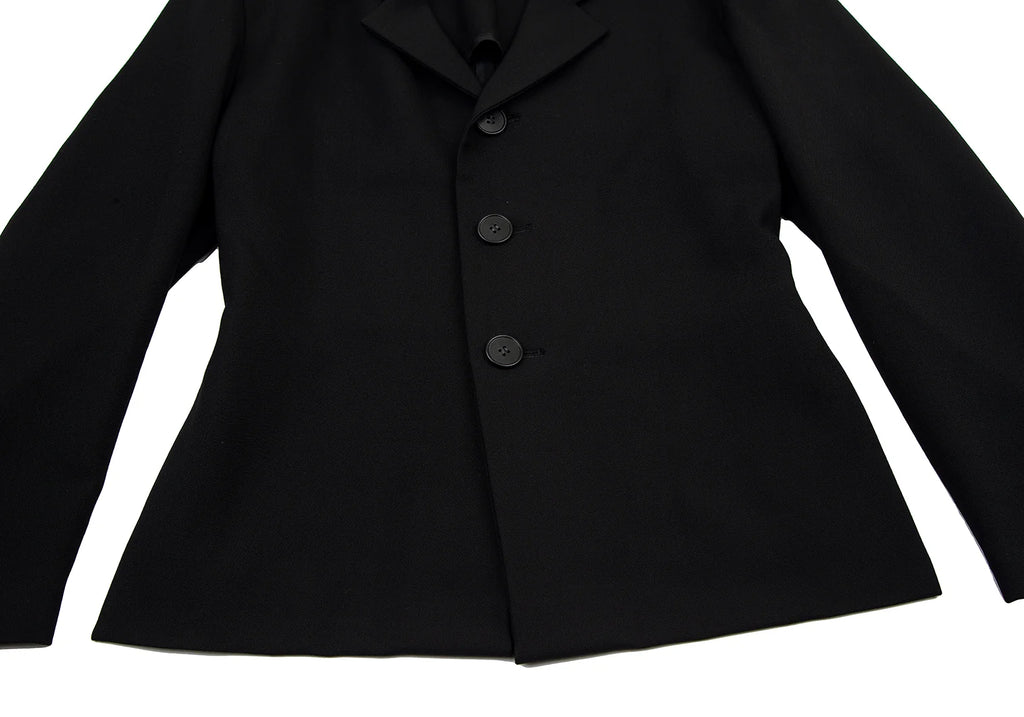 Yohji Yamamoto Japan. THE GINZA STORY COLLECTION. Black Wool Slit Design Jacket