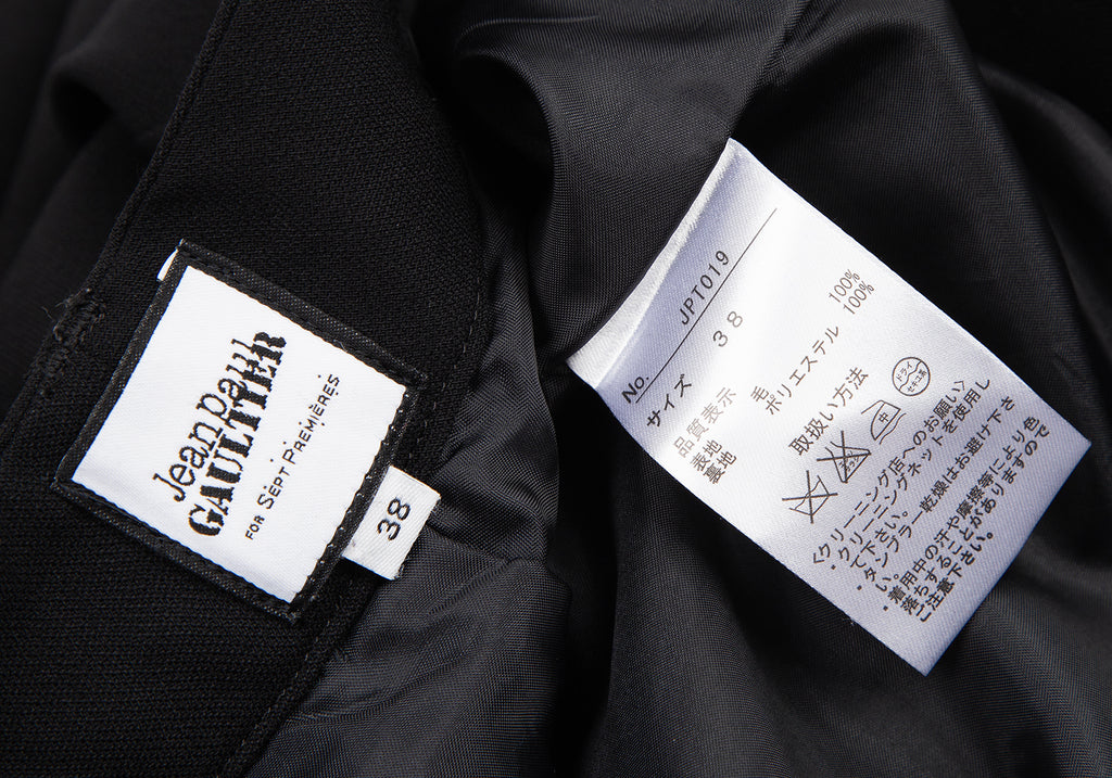 Jean Paul Gaultier Paris. FOR SEPT. PREMERIES. Black Wool Tuck Pants