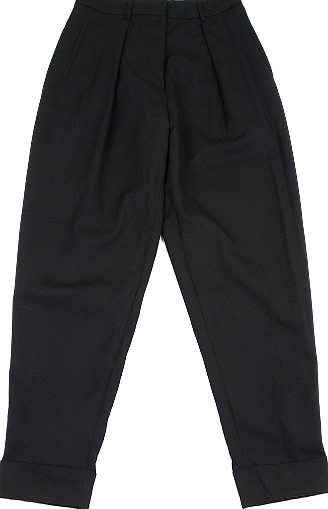 Jean Paul Gaultier Paris. FOR SEPT. PREMERIES. Black Wool Tuck Pants