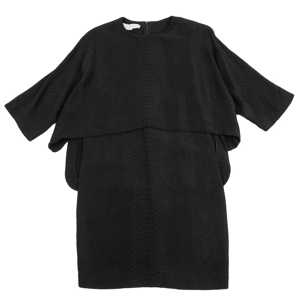 Stella McCartney UK. Black Python Jacquard Layered Dress