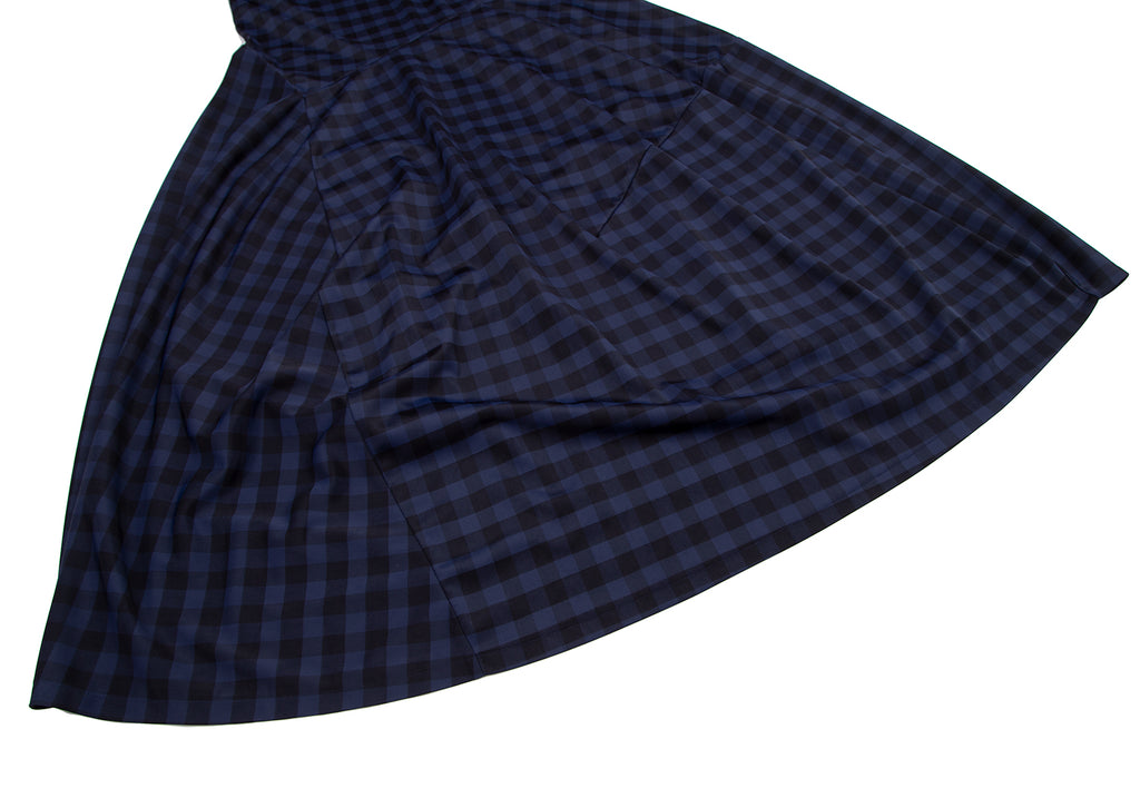 COMME des GARCONS JAPAN. TRICOT. Gingham Navy Check Curve Switching Dress