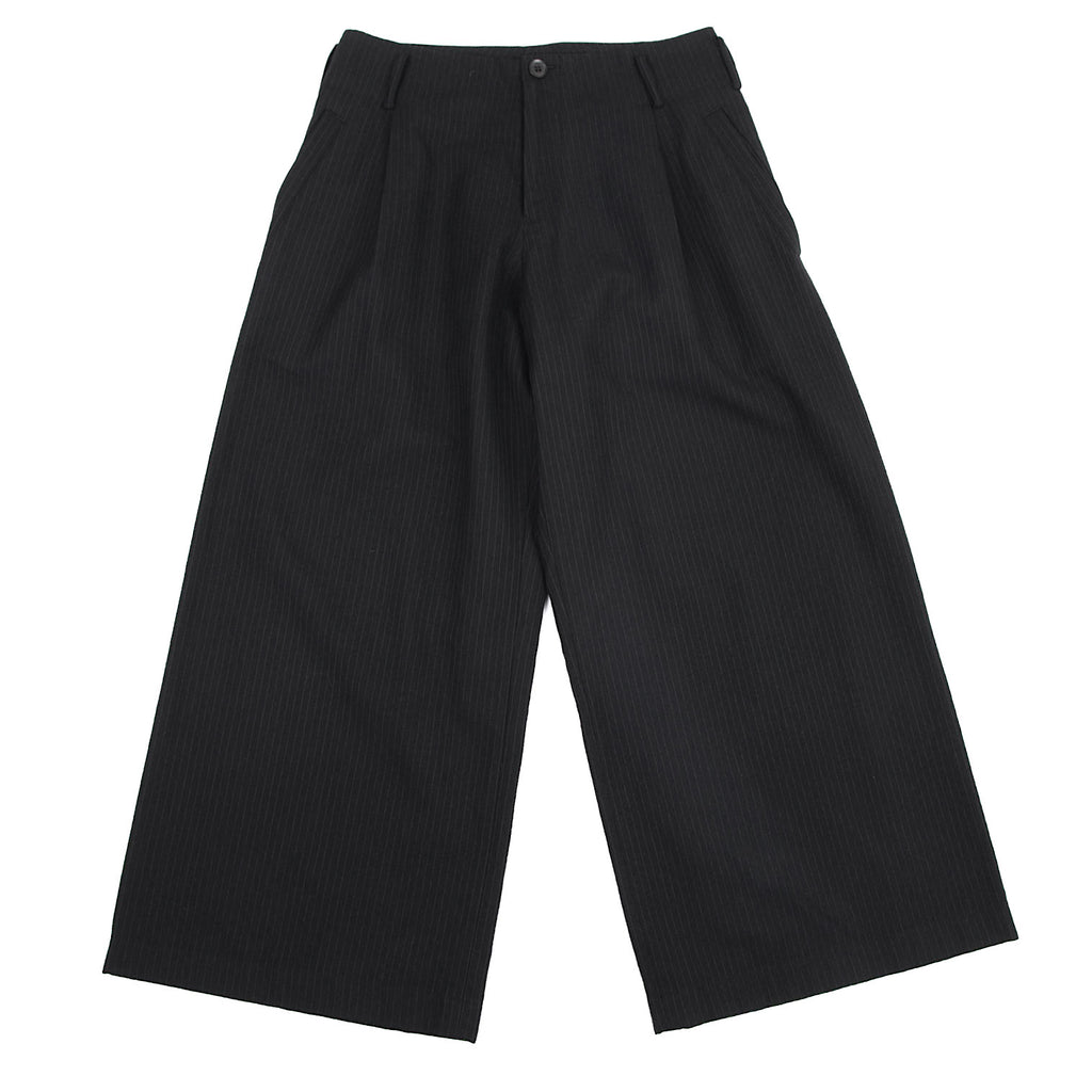 Yohji Yamamoto Japan. NOIR. Black Wool Pinstripe Super Wide Pants