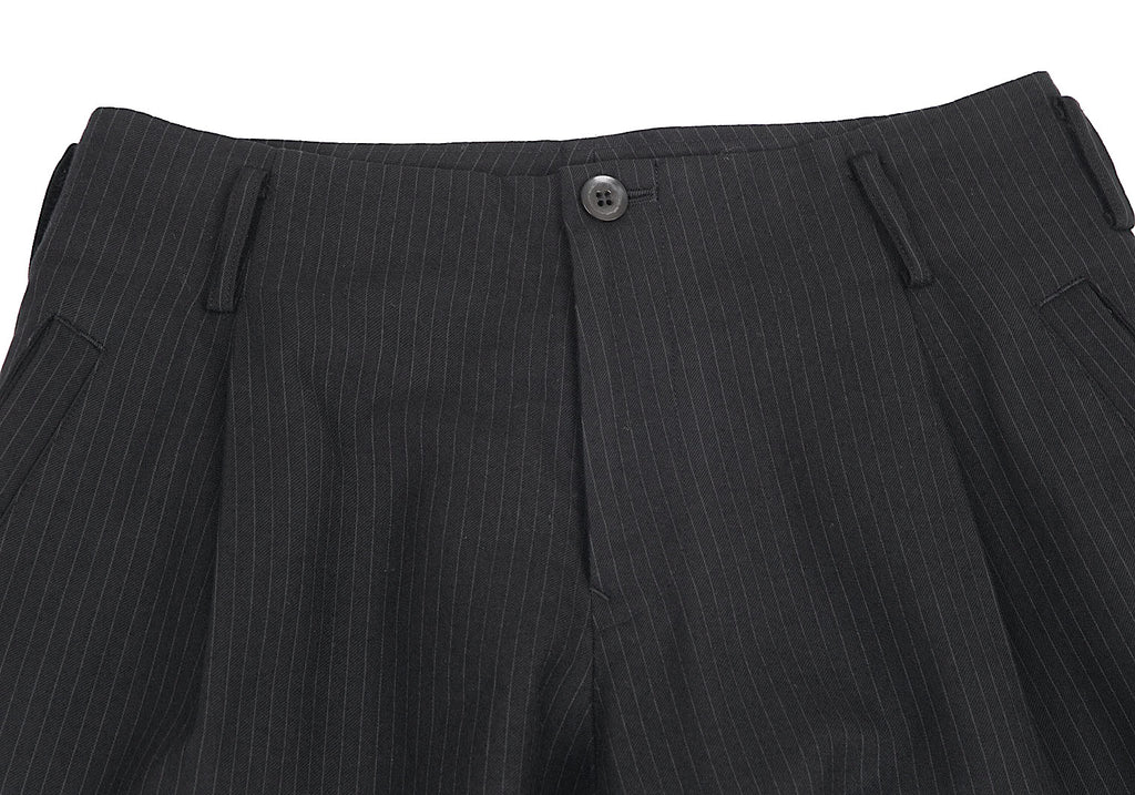 Yohji Yamamoto Japan. NOIR. Black Wool Pinstripe Super Wide Pants