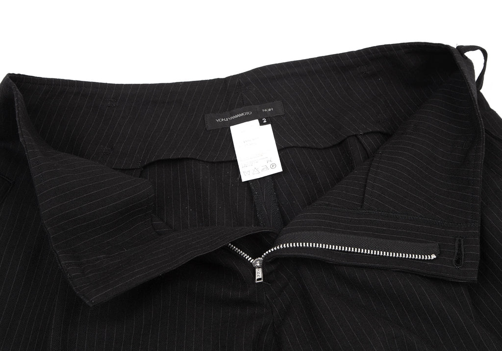 Yohji Yamamoto Japan. NOIR. Black Wool Pinstripe Super Wide Pants