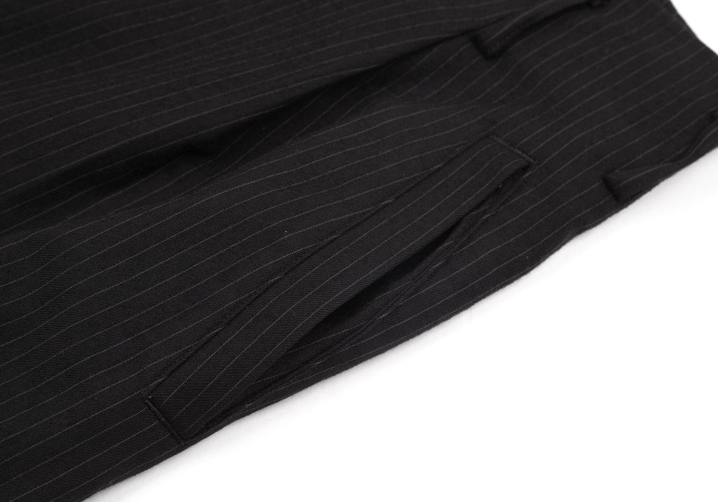 Yohji Yamamoto Japan. NOIR. Black Wool Pinstripe Super Wide Pants