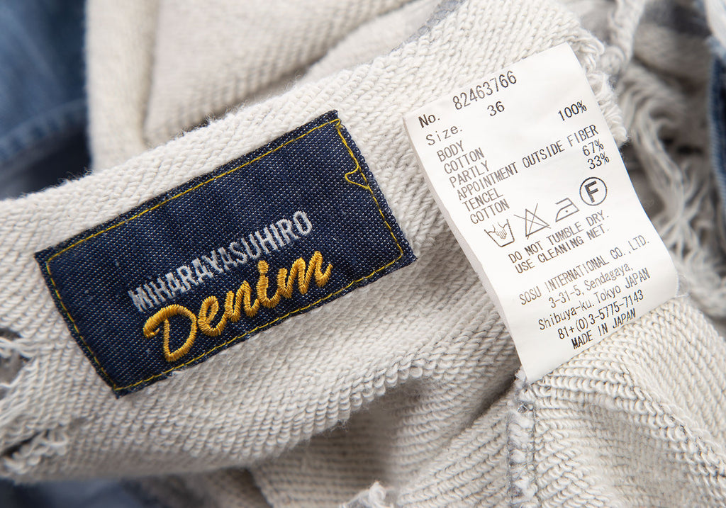 MIHARA YASUHIRO Japan.Denim Hem Grey Layered Distressed/Destroy Sweat Shirt